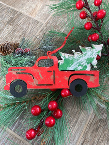 Vintage truck and Christmas tree ornament DIY